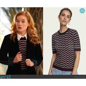 Scotch & Soda Knitted Short Sleeve T-Shirt Worn by Zoey Clark Chevron Shirt